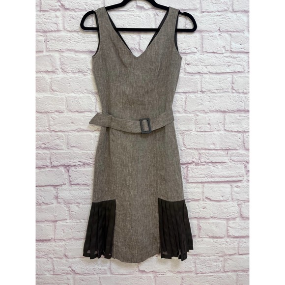 ANTONIO MELANI Dresses & Skirts - Antonio Melani 100% Linen Belted Fit And Flare Dress Size 0
